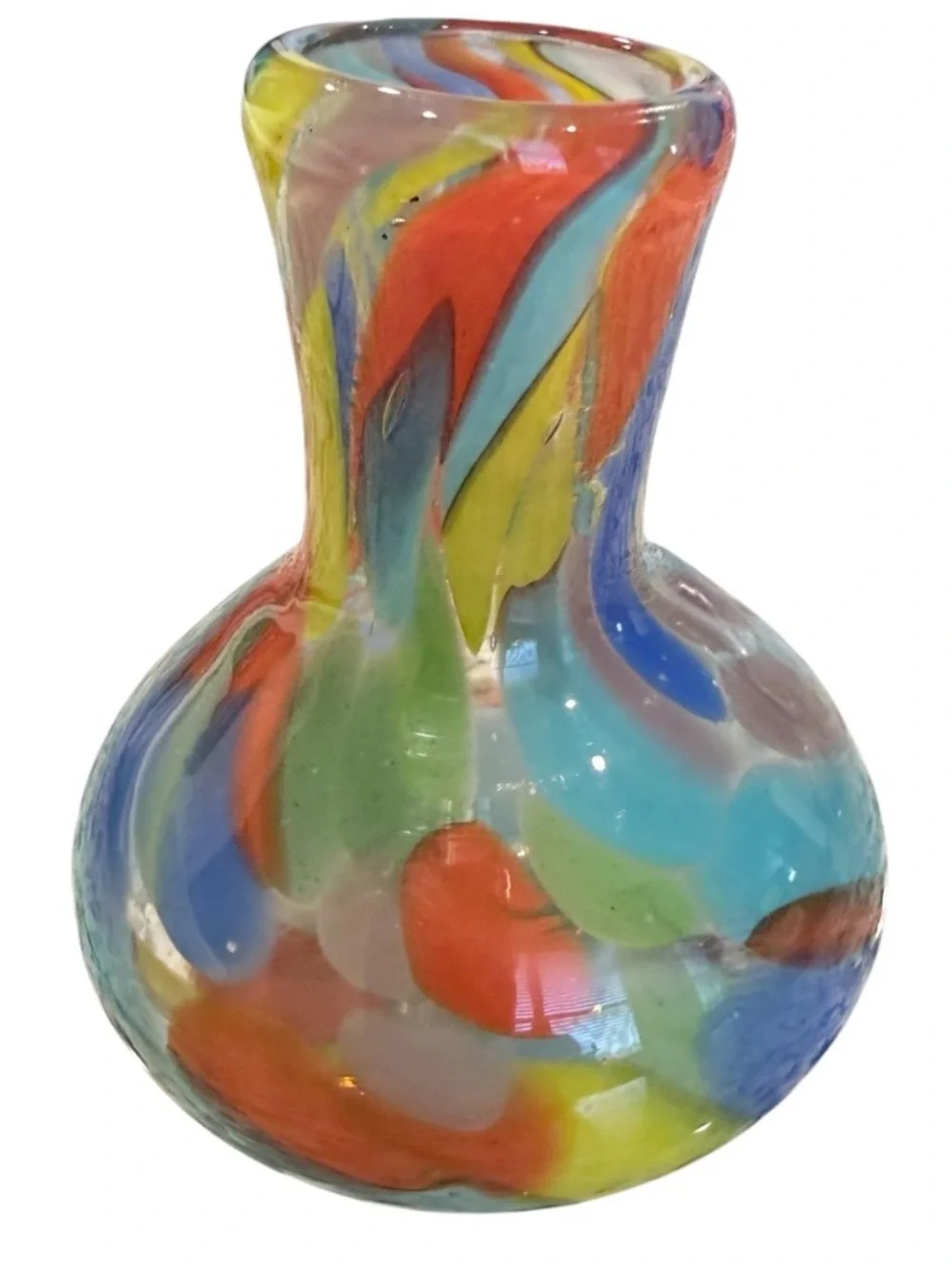Cá d'Oro Murano-style art handblown glass vase with a multicolor confetti design